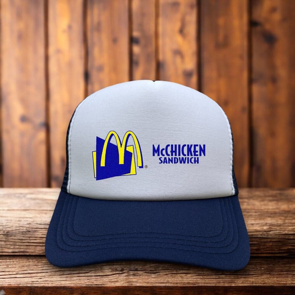 McDonalds McChicken Unisex Trucker Hat Navy Snapback Fast Food Baseball Cap